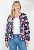 Dark Blue Floral Quilted Jacket