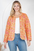 Orange Floral Quilted Jacket