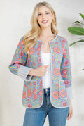 Light Blue Floral Quilted Jacket